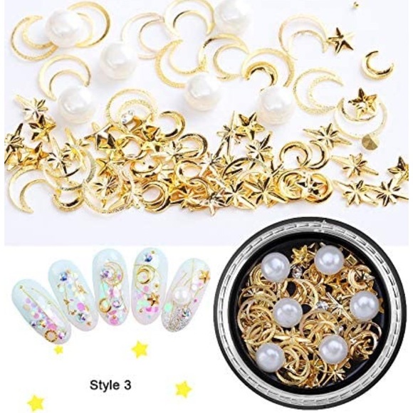 Studs Gems 3D Nail Art Rhinestones Gold Decals 6 - Picture 4 of 7